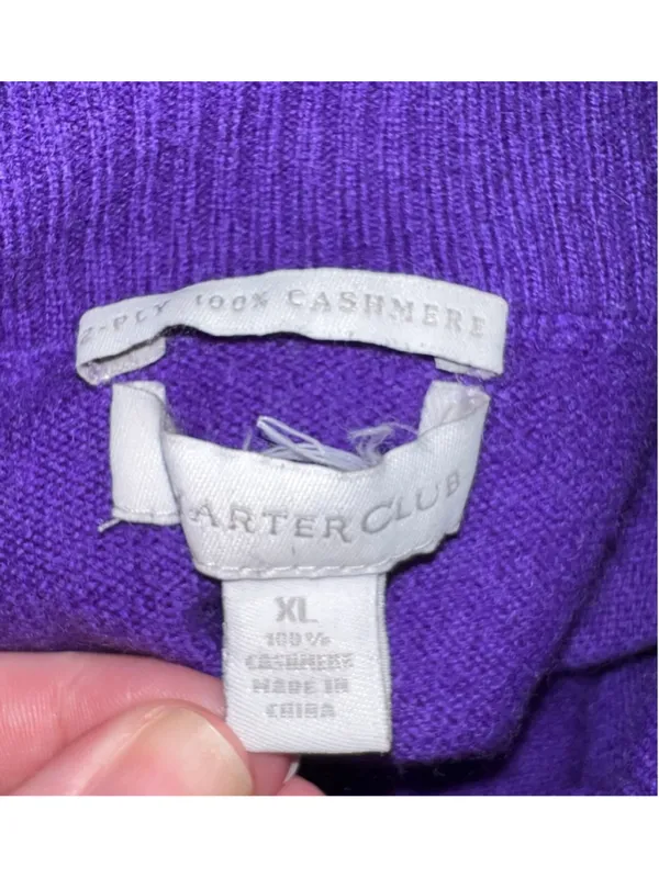 Women's Charter Club Cashmere Purple Cowl Neck Sweater XL - Image 7