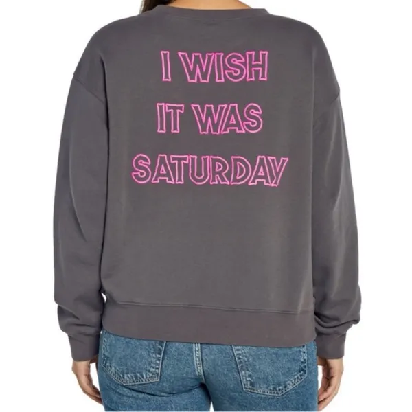 Wildfox Broken Heart "I Wish It Was Saturday" Pullover Sweatshirt size medium - Image 4