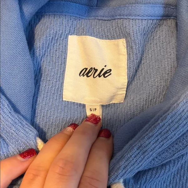 Aerie Blue Hooded Sweatshirt Size Small - Image 10