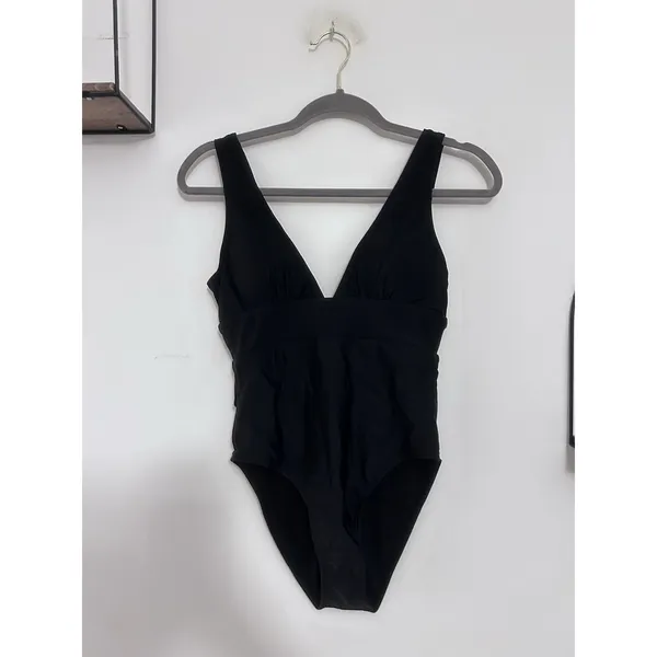 NWT Quince Black Italian Plunge One-Piece Swimsuit Size Small - Image 3
