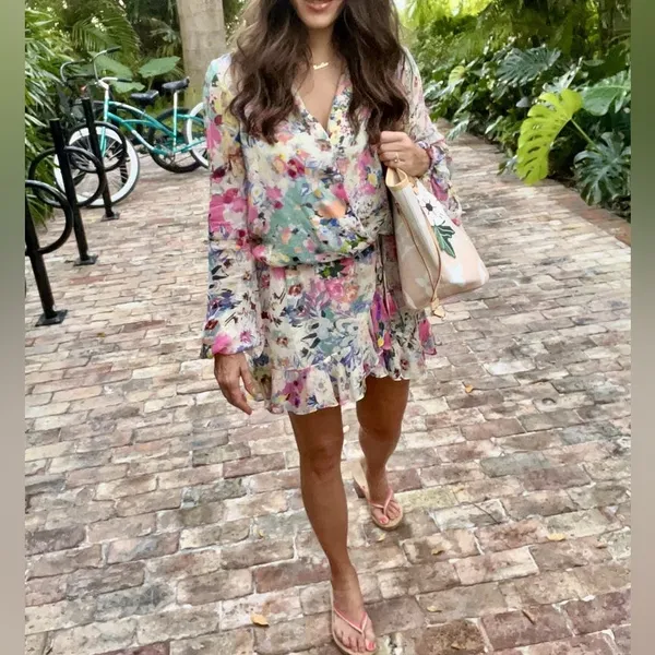 Rococo‎ Sand Lelia Floral Wrap Mini Dress in Size XL - Image 5