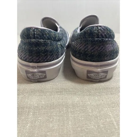 Vans‎ plaid slip on Women's Size 6 1/2 Men's Size 5 Blue Green And Lilac - Image 3