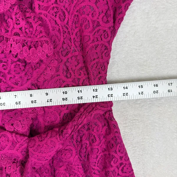 Free People Magenta Pink Lace Ruffle Bell Sleeve Mini Dress OB736065 Small - Image 4