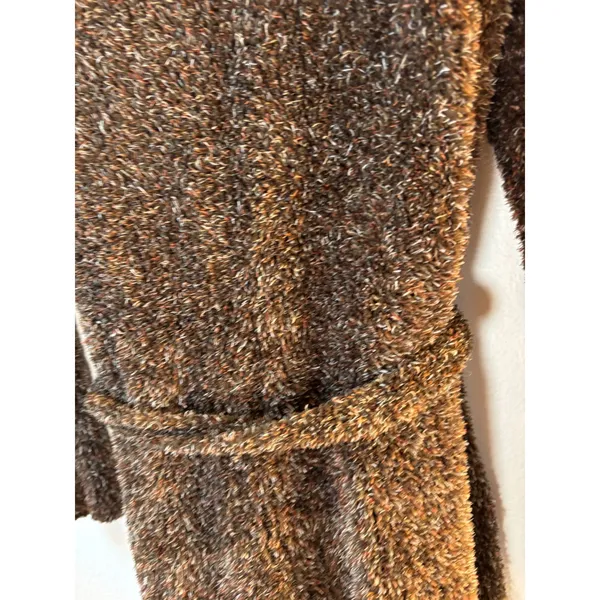 White Stag Woodland Brown Fuzzy Eyelash Knit Belted Cardigan Sweater Large - Image 3