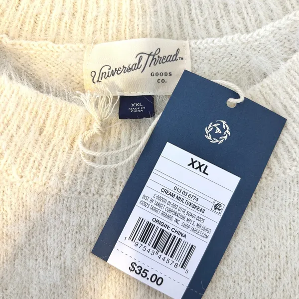 Universal Thread NWT XXL Cream Tan Striped‎ Fuzzy Eyelash Knit Sweater - Image 6