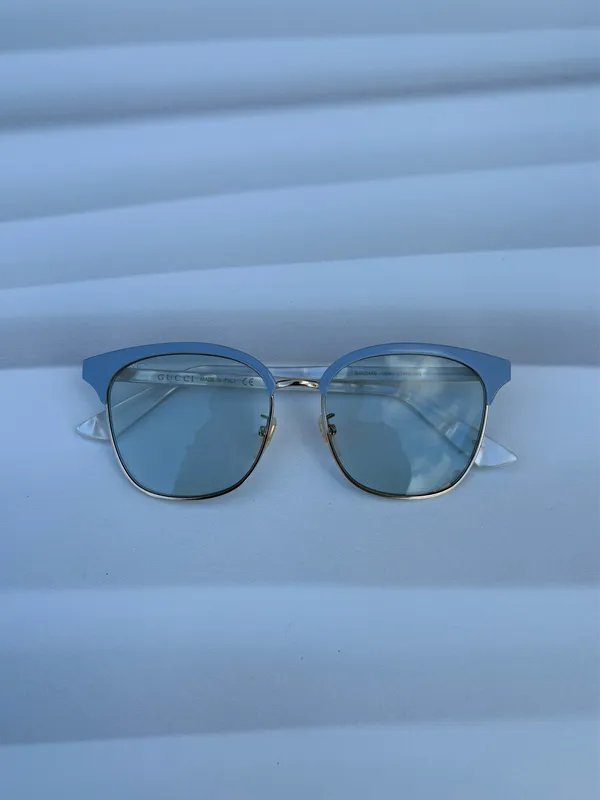Gucci GG0244S-004 Clubmaster gold and light blue sunglasses - Image 5