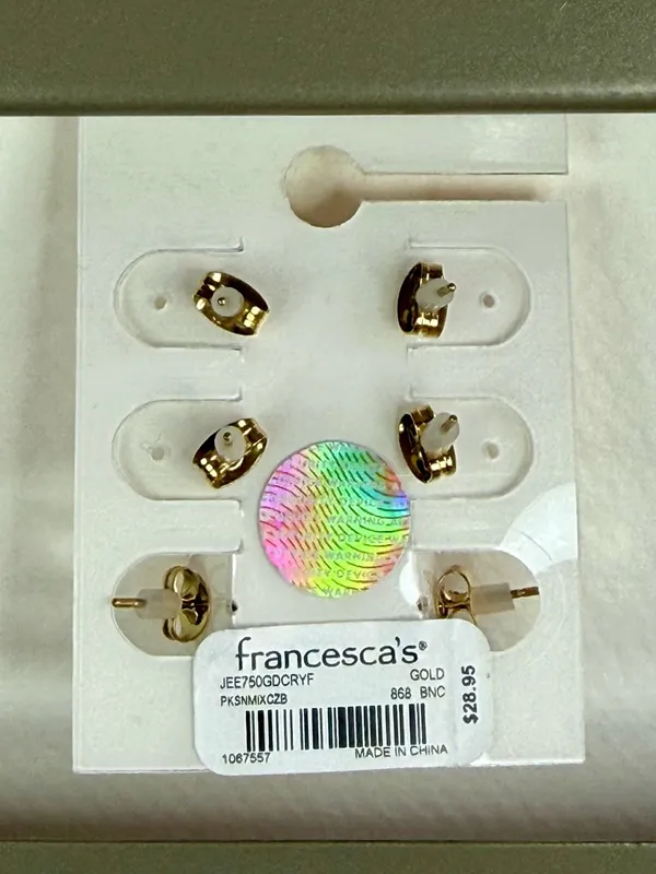 Francesca's Collections Gold and Clear Mixed Earring Set - Image 3