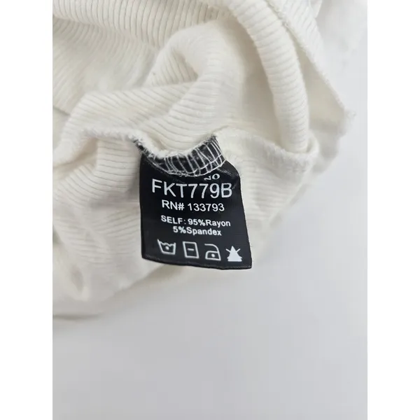 POL‎ Top Womens Small FKT779B White Puff Sleeve Ribbed Knit Crop EUC - Image 4