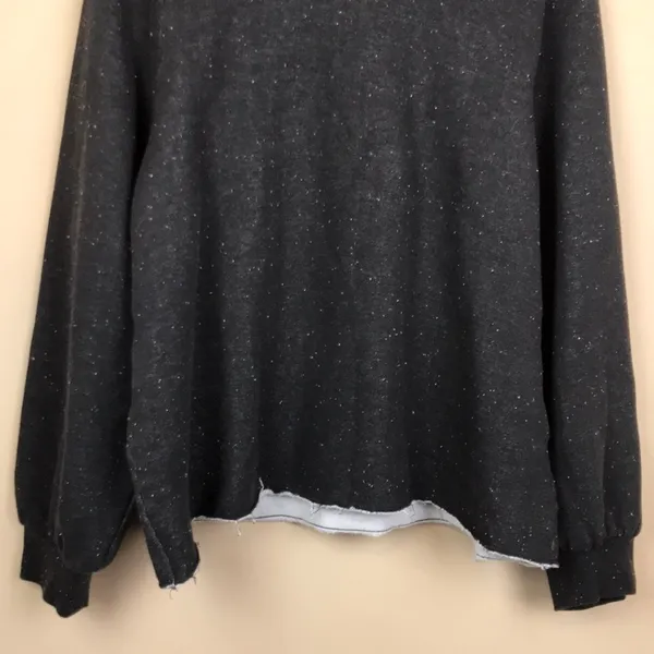 Madewell MWL Women’s Charcoal Gray White Speckled Knit Mock Neck Sweatshirt - Image 3