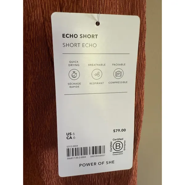 Athleta Echo Shorts Womens Size‎ 6 Quick Drying Breathable Packable Copper - Image 4