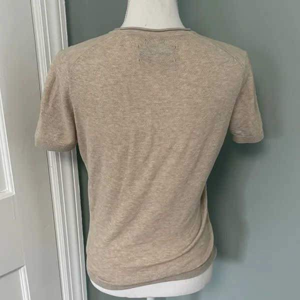Abercrombie‎ & Fitch Beige Short Sleeve Knit Top Featherweight XS - Image 3