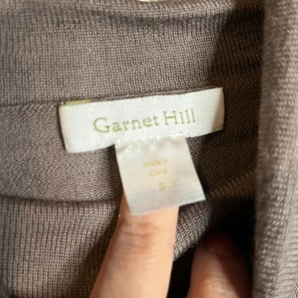 Garnet Hill taupe Merino Wool mock neck sweater - Image 3