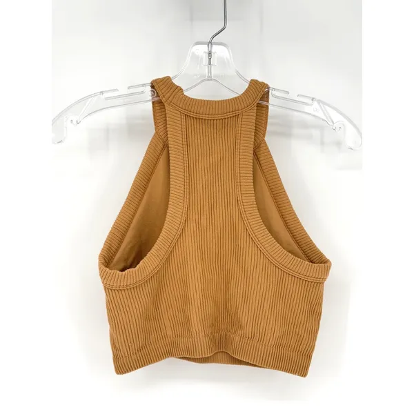 Aerie Superchill Seamless Cropped Halter Tank Womens‎ M Brown Ribbed Minimalist - Image 9