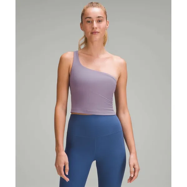 Lululemon Ribbed Nulu Asymmetrical Yoga Tank Top Purple Ash Size‎ 10 LW1ERPS - Image 3