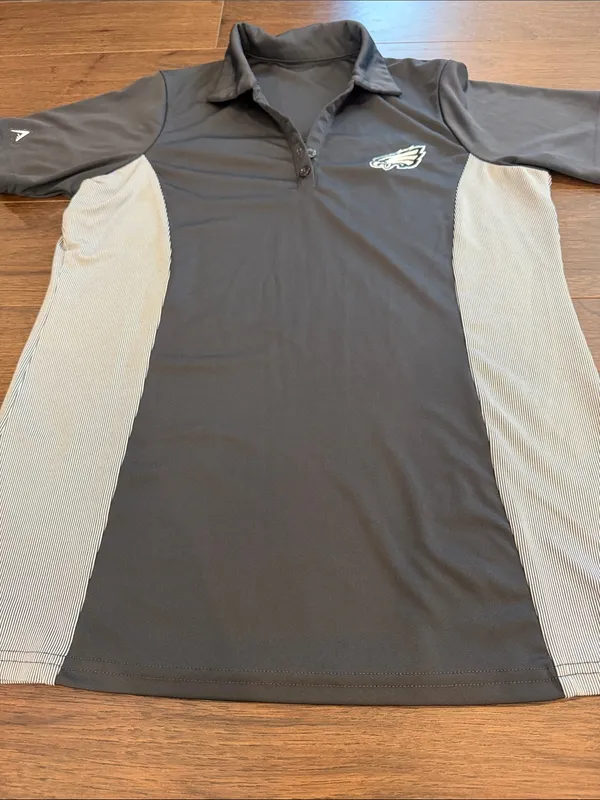 Antigua Gray/Black Short-Sleeve Philadelphia Eagles Polo Small(?) - C54-064 - Image 4