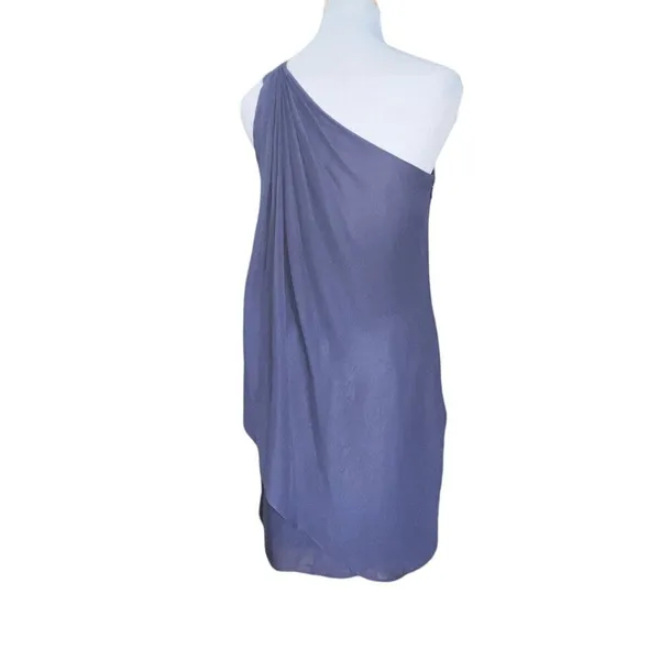 JJ's House Dress Women Size 6 Purple Stormy One Shoulder Chiffon ‎ Sheath Dress - Image 6