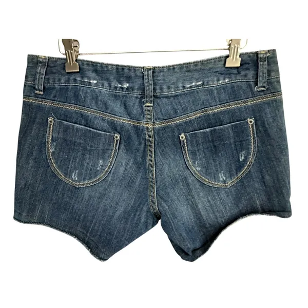 Vtg Y2K American Eagle Cut Off Jean Shorts Womens 8 Blue Denim Distressed Frayed - Image 3