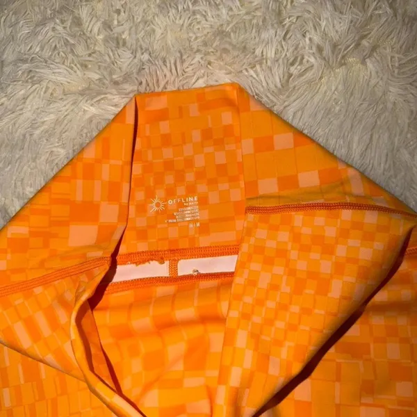 Aerie Orange Checkered Shorts Size Medium NWOT - Image 2
