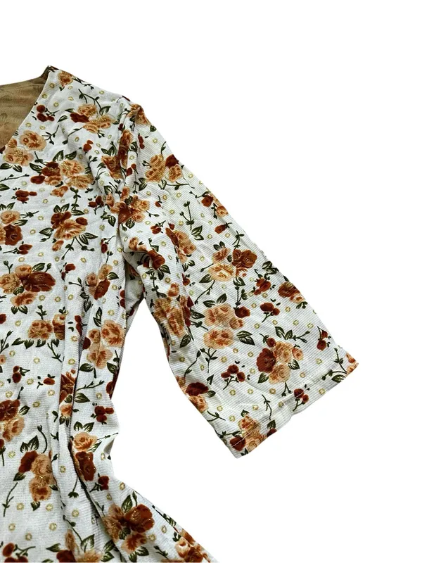 Vintage 90s Floral V Neck Fitted Top Sparkling Floral Boho Cottage Y2K Fairy - Image 4