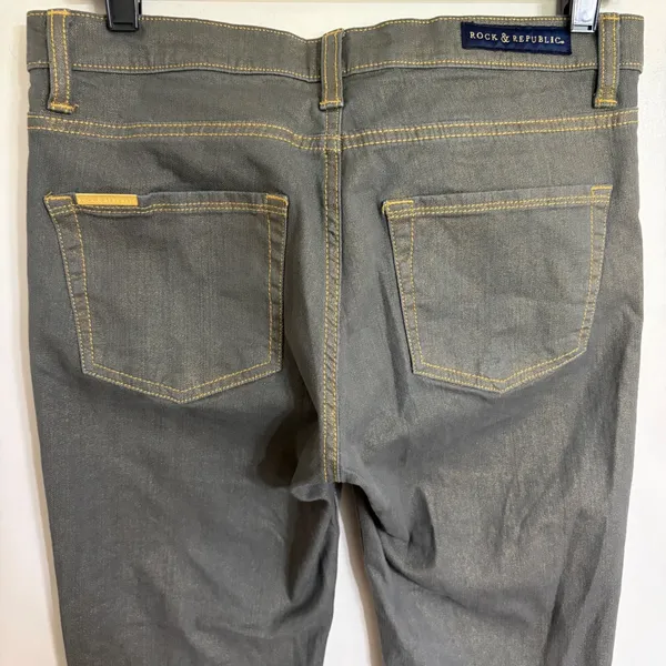Rock & Republic Grey Gold Metallic Shimmer Skinny Jeans Womens‎ Size 8 - Image 8