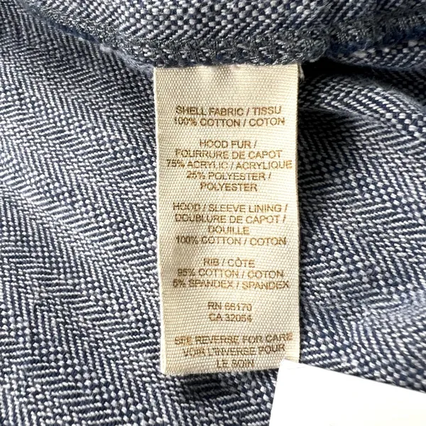 Free People Y2K Blue Herringbone Parka Jacket Size 6 Cotton Vintage Fall - Image 8