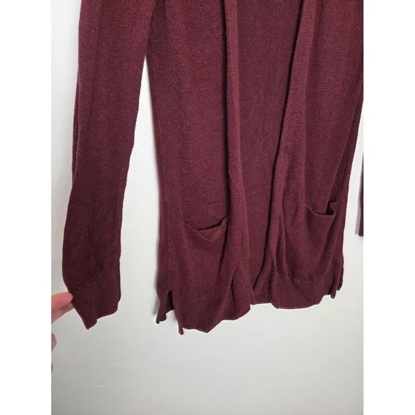 Old Navy Maroon Burgundy Cardigan Sweater Oversized Open Front Cozy Teacher XS - Image 3