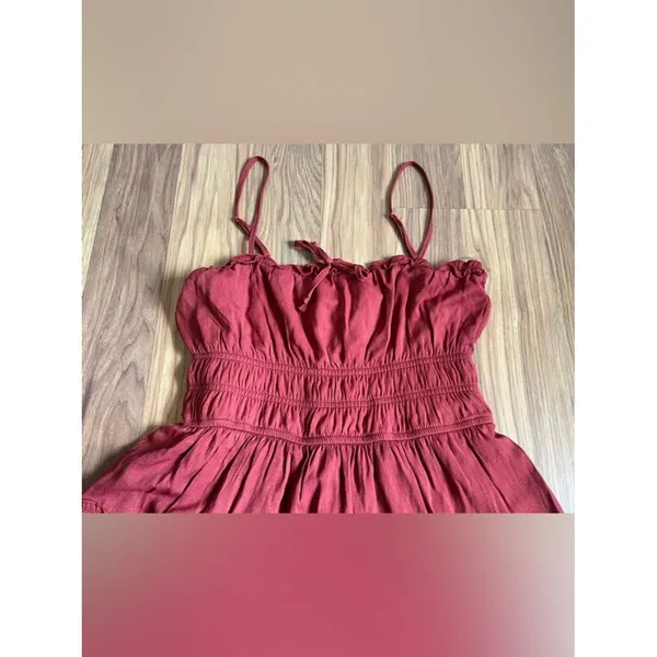 Trixxi Tiered Smocked Mini Dress Size L Burnt Orange Rust - Image 3