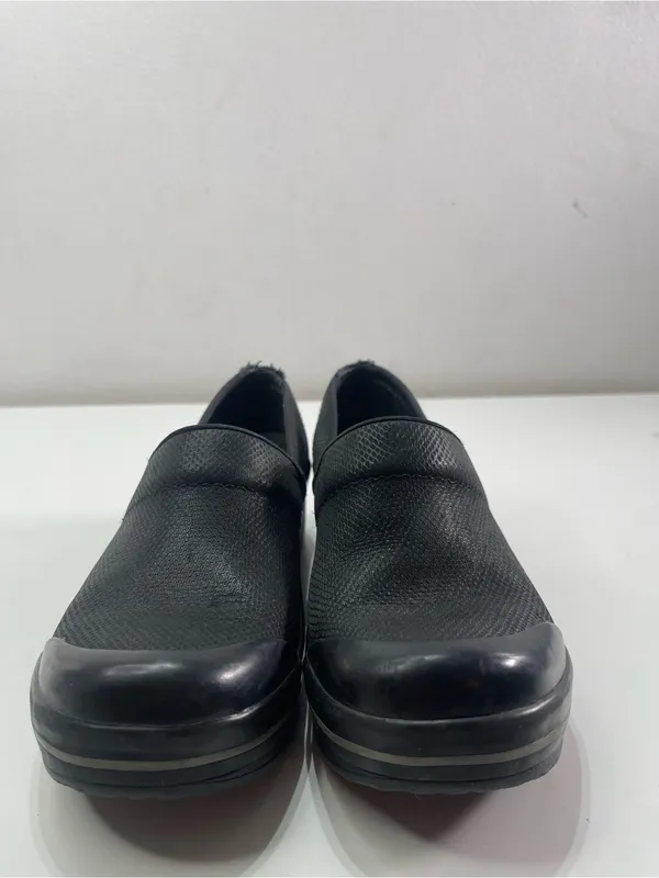Dansko Women’s 37 6.5 Animal Print Black Leather Slip On Clogs Shoes Slip Resist - Image 3