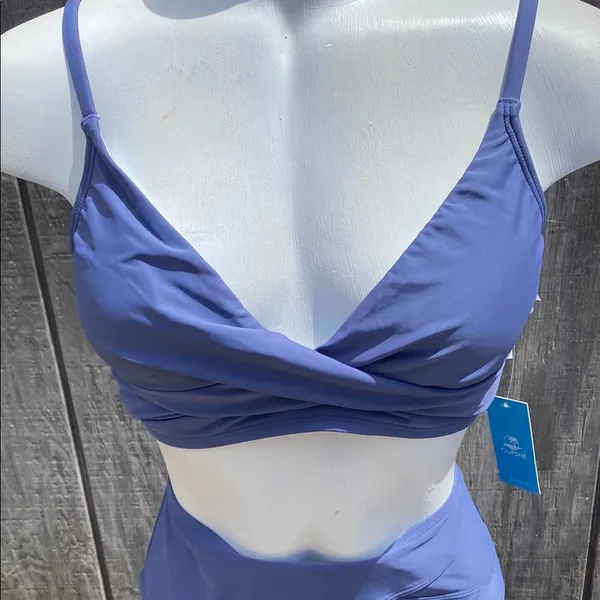New Cupshe V-neck Twist Bra & Spliced High Waist Bikini Size Medium Beach Vacay - Image 6