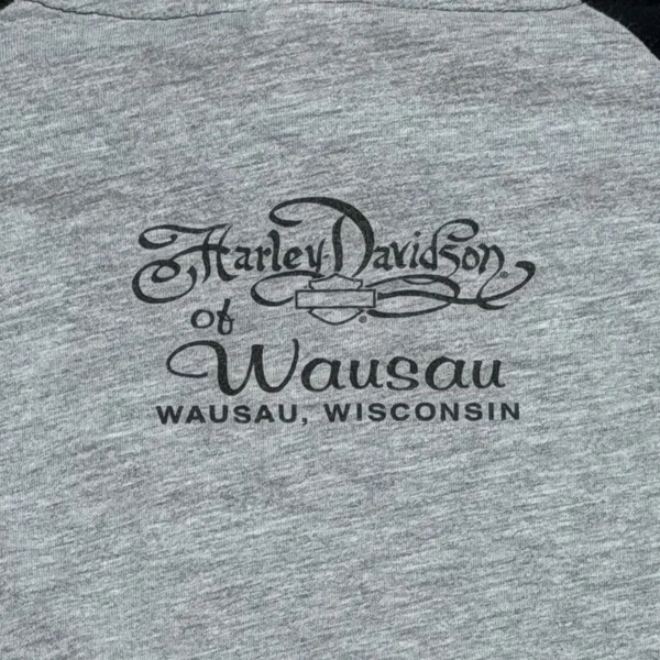 Harley Davidson Raglan Shirt Womens L Gray Bling Glam Biker Americana Moto USA - Image 6