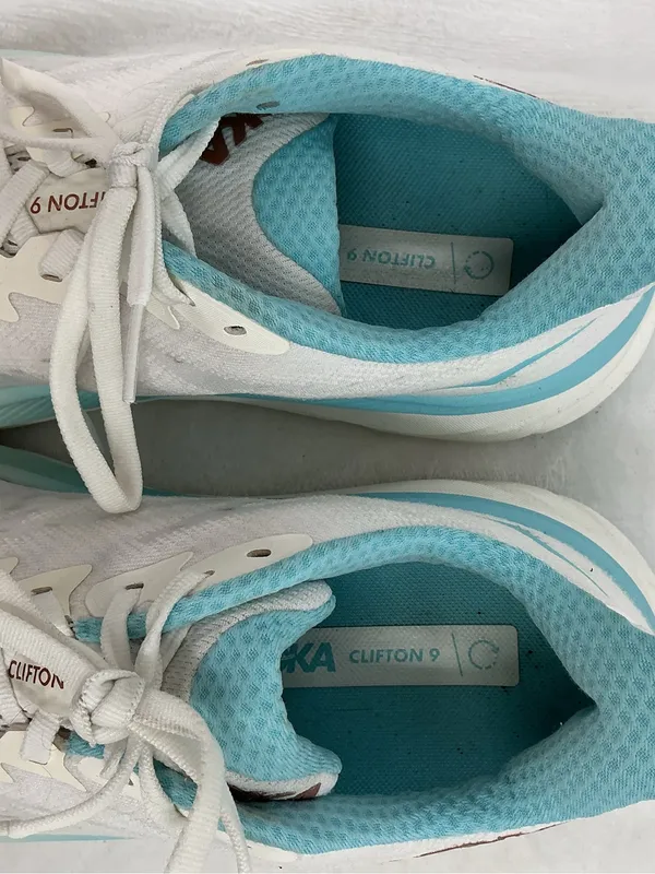 Hoka Clifton 9 Women's Running Shoes - White with Teal and Copper b71 - Image 2
