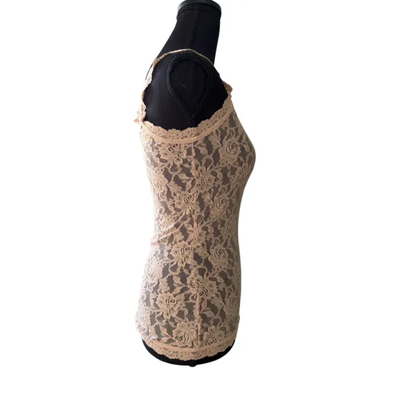 Hanky Panky Lace Cami Tank Top Blush Taupe Floral Lace - Image 2