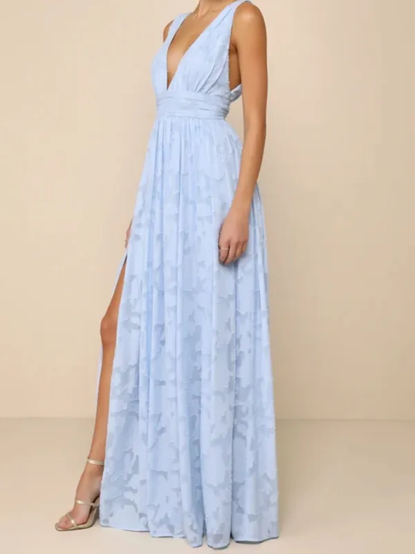 Lulus Sweet Sophistication Light Blue Burnout Floral Maxi Dress - Image 3