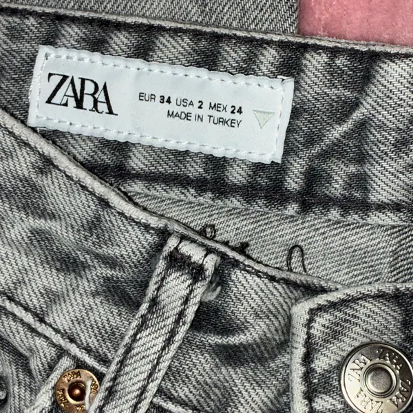 Zara TRF Wide-Leg Low-Rise Jeans in Washed Gray Size 2 - Image 4