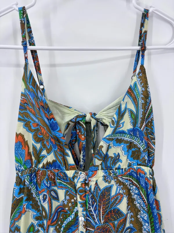 House of Harlow 1960 Green Blue Orange Paisley Lined Dress 100% cotton - Image 7