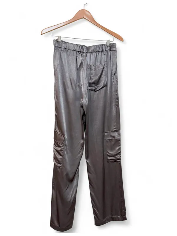 Young Fabulous & Broke (YFB) Women’s Satin Gray Cargo Pants Size Small - Image 12