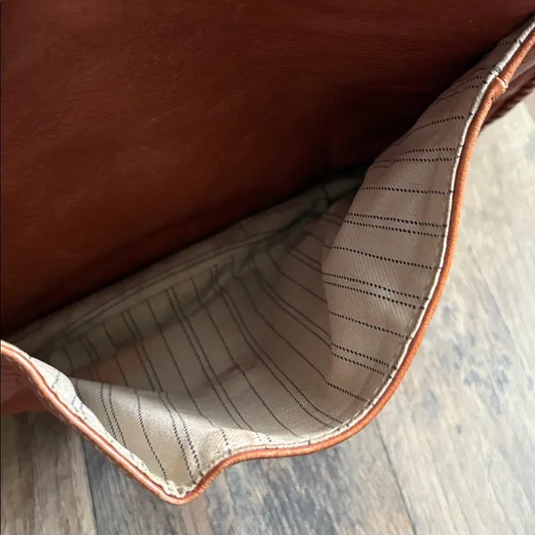 FRYE Cognac Leather Crossbody Saddle‎ Bag Braided Boho Chic Western Inspired - Image 11