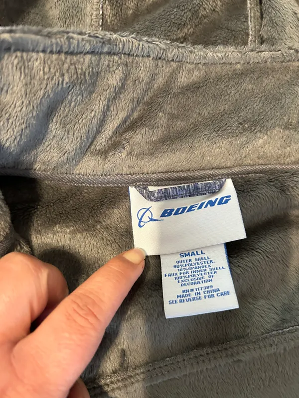 Boeing Hooded Winter Jacket Woman’s Size Small Blue - Image 5
