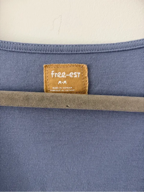 Free People Free-est Sleeveless Cowl Neck Blouse Viscose Blue Suede NWT M - Image 2