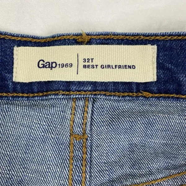 Gap Best Girlfriend Jeans Women's‎ 32T Blue Paint Splatter Distressed Tall Denim - Image 7
