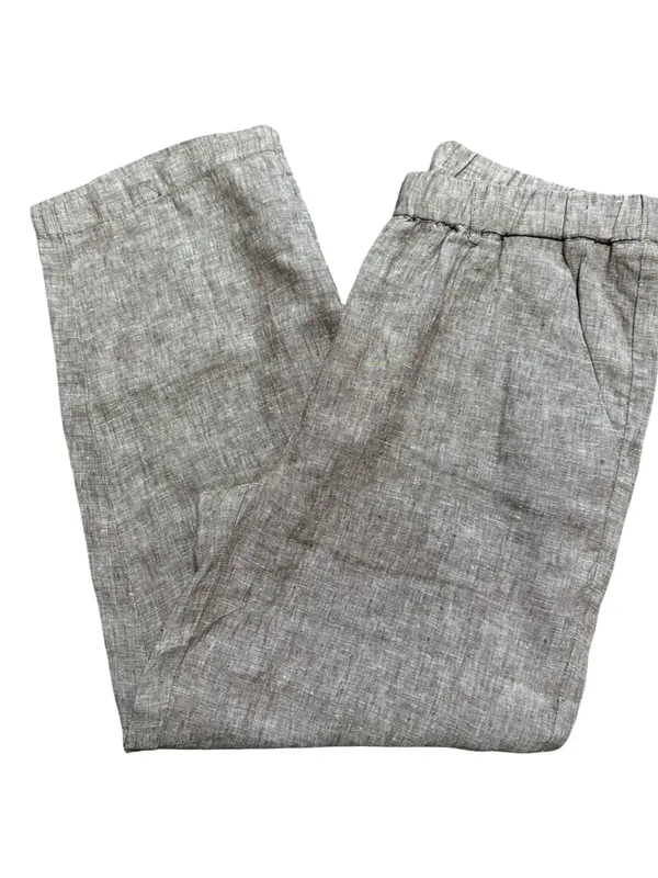 Quince NWT Women’s Size M Taupe Brown Chambray European Linen Straight Leg Pants - Image 8