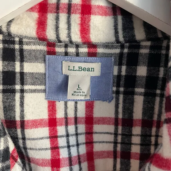 L.L. Bean Red White Blue Americana Plaid Quarterzip Pullover size Large Campcore - Image 4