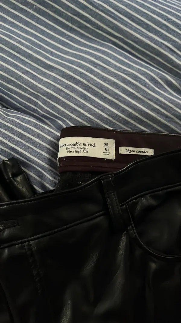 Abercrombie black vegan leather cross waist pants - Image 2