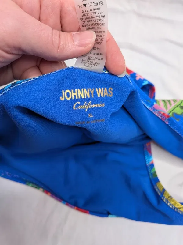 Johnny Was Roumba Hiptser Blue Floral Tropical Bikini Bottoms XL - Image 5