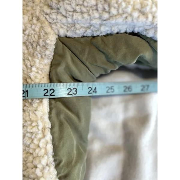 We The Free Jacket Womens Sherpa Bomber Zip Up Size XS Pockets Ivory/Green Lined - Image 6