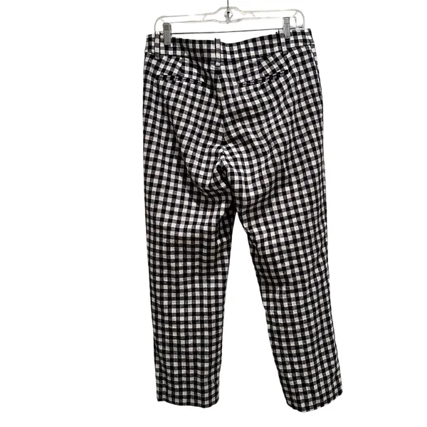 J. Crew Holland Gingham Pants Navy White Linen Cotton Blend‎ Crop Size 6 - Image 5