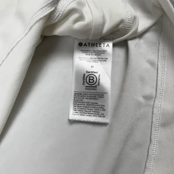 Athleta Pullover Womens‎ Medium White Long Sleeve 1/4 Zip Moisture Wicking - Image 3