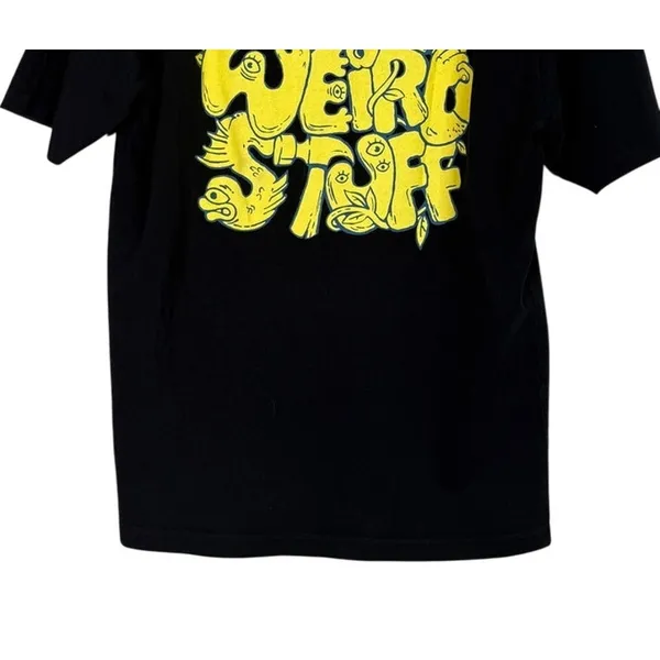 Zara Some Weird Stuff Graphic Oversized Relaxed Fit Basic T Shirt M Black Yellow - Image 10