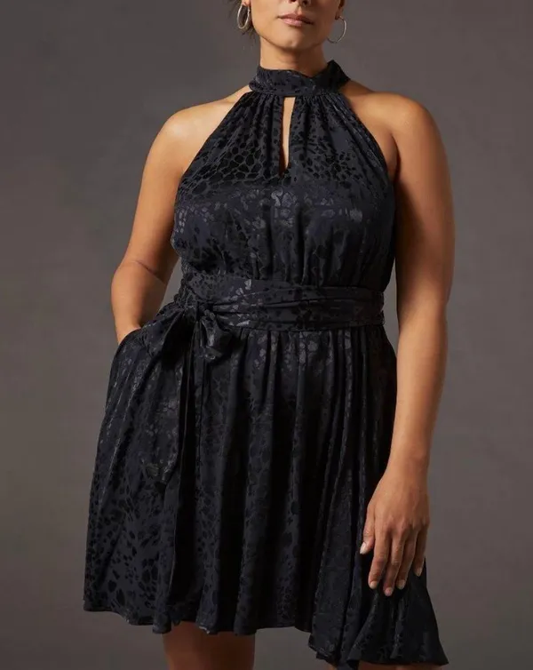 Black Satin Halter Dress - Image 5