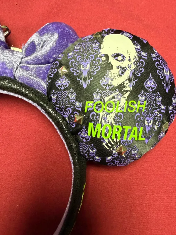 Disney Parks Haunted Mansion Purple Velvet Bow Minnie Mouse Headband - Image 8